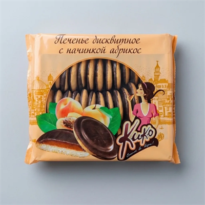 Печенье бисквитное с начинкой абрикос 600г 90037