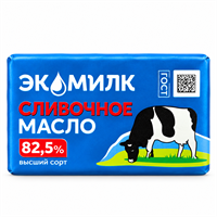 Сливочное масло Экомилк 82,5% высший сорт 180г 30023