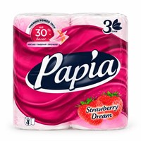 Туалетная бумага 3-х слойная Papia 4 рулона (клубника) 62009